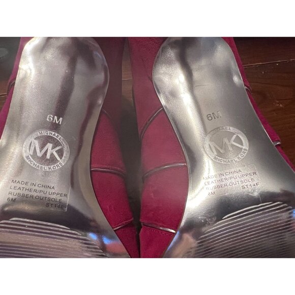 Michael Kors women's sz 6 fuschia high heel, open toe, bootie shoes, cutouts - Picture 9 of 12